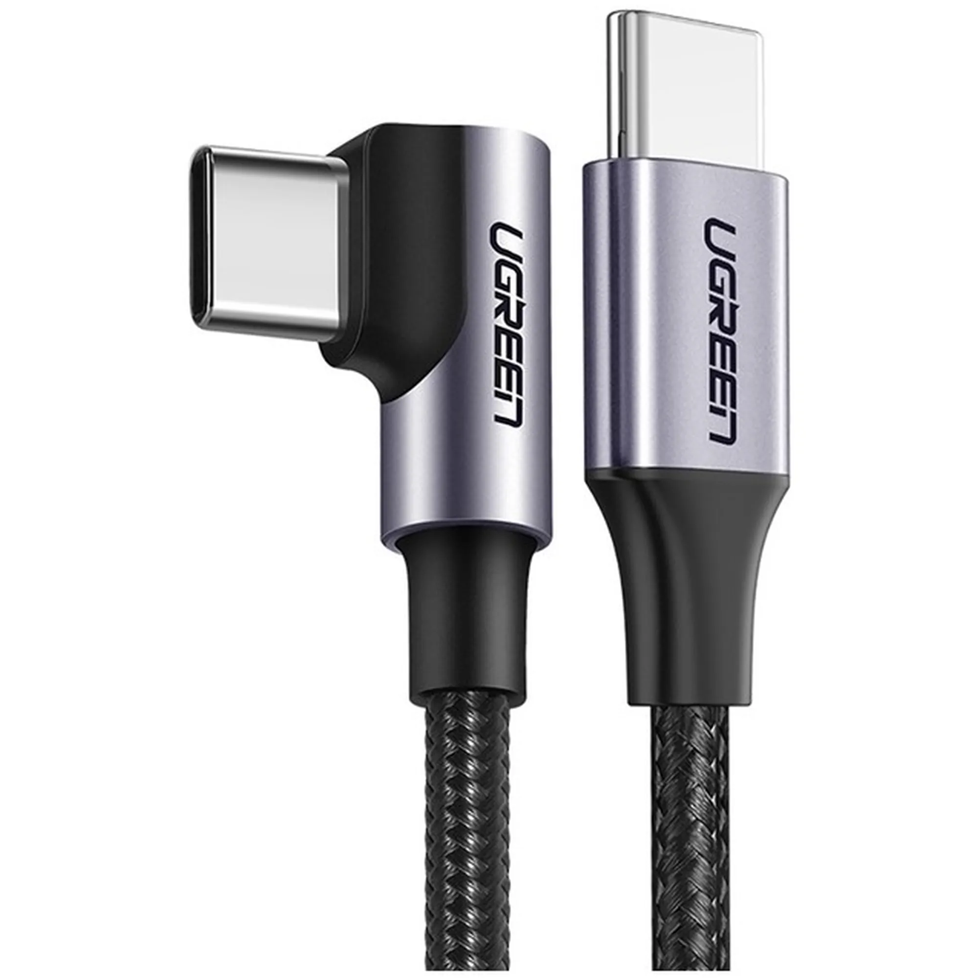 Купить Кабель UGREEN US255 USB-C - USB-C 90° 60W 3m Gray/Black (80714) - фото 3