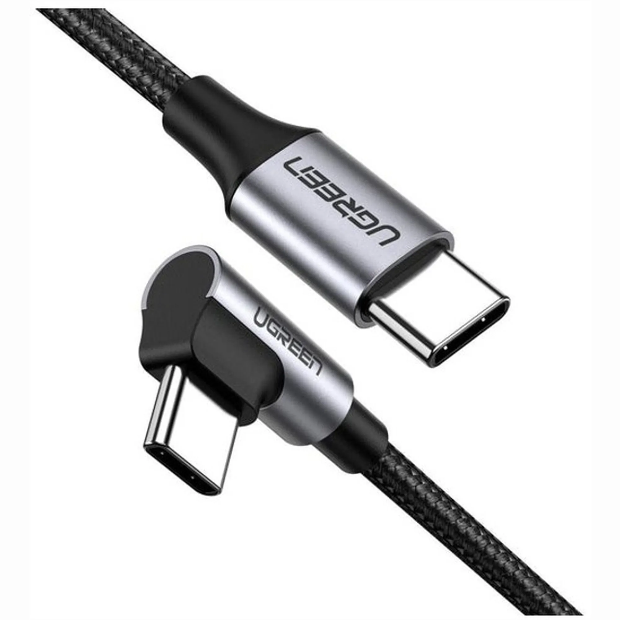 Купить Кабель UGREEN US255 USB-C - USB-C 90° 60W 1m Gray/Black (50123) - фото 2