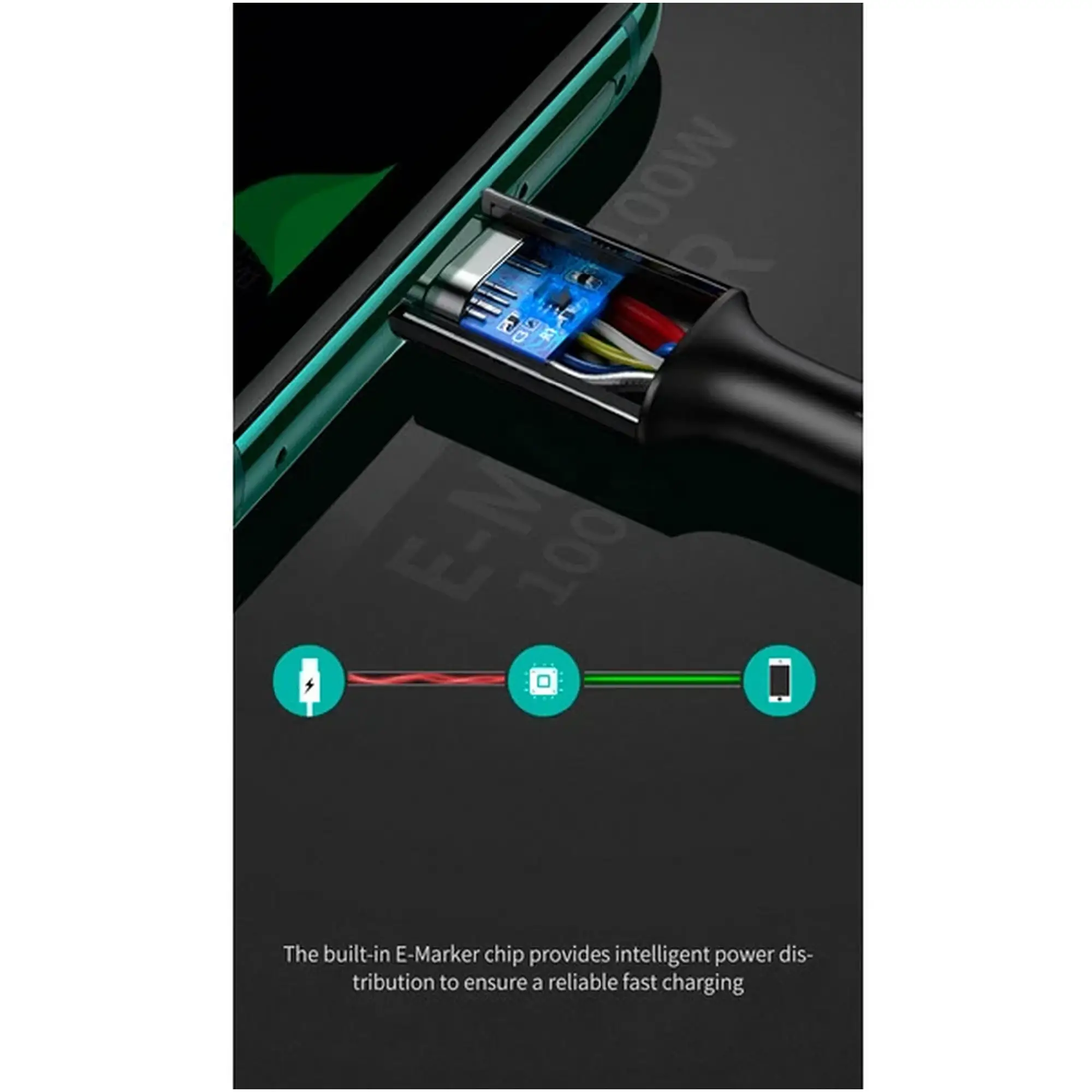 Купить Кабель UGREEN US300 USB-C - USB-C 100W 5A 2m Black (80372) - фото 2