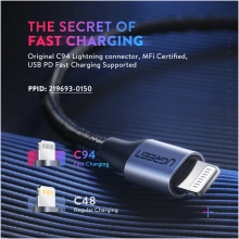 Купить Кабель UGREEN US304 USB 2.0 Type-C M-Lightning M 1 m Black (60759) - фото 3