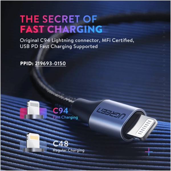 Купить Кабель UGREEN US304 USB 2.0 Type-C M-Lightning M 1 m Black (60759) - фото 3
