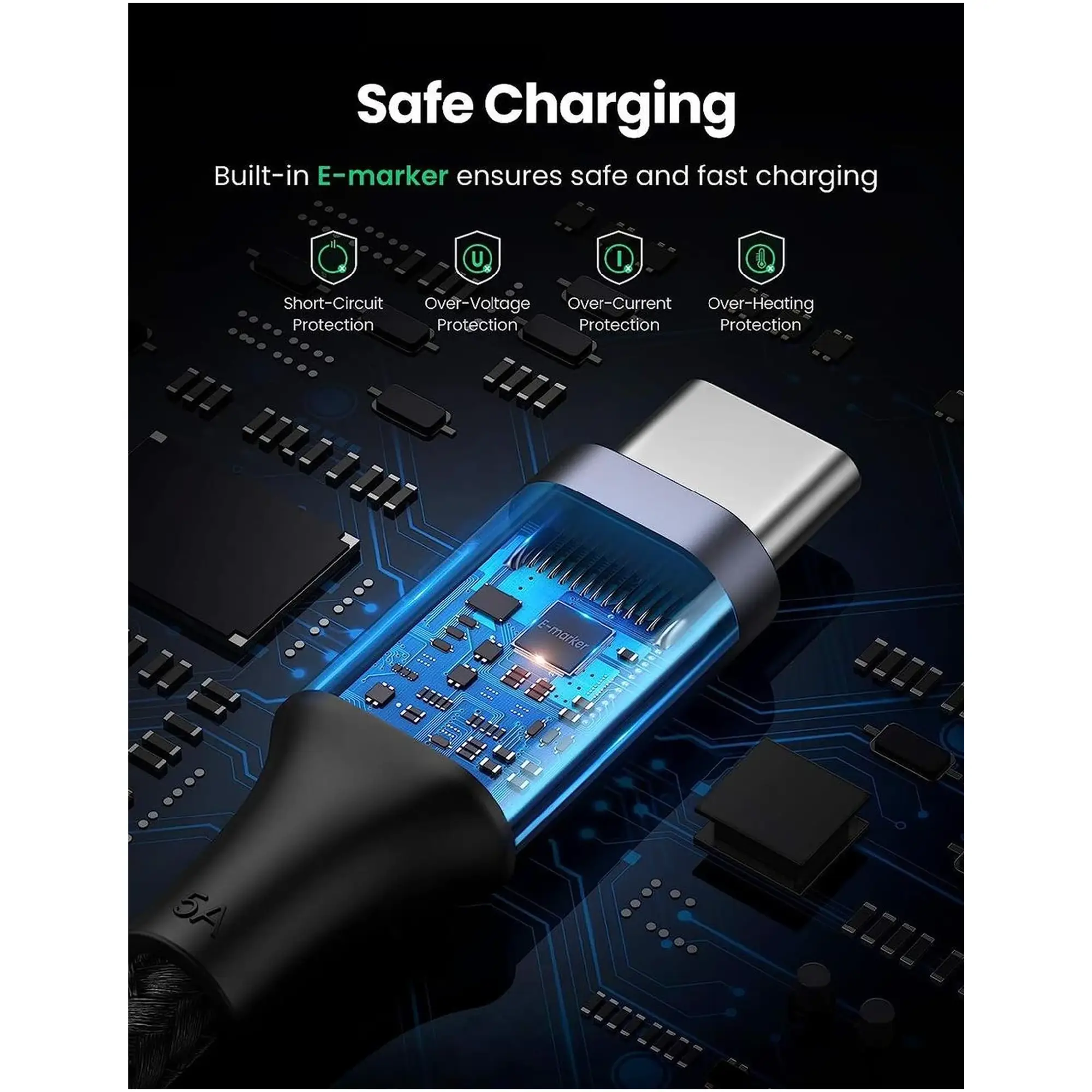 Купить Кабель UGREEN US316 USB-C - USB-C 100W 3m Space Gray (90120) - фото 4