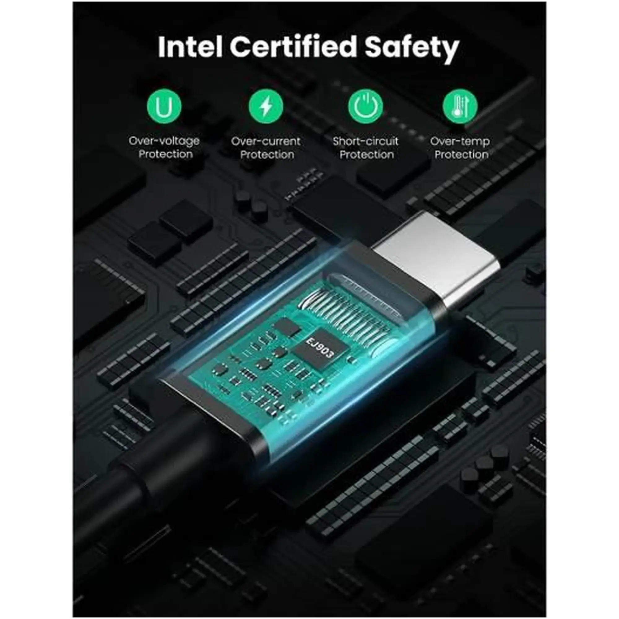 Купить Кабель UGREEN US501 USB 4.0 Type-C M-M Thunderbolt 0.8m Black (30389) - фото 4