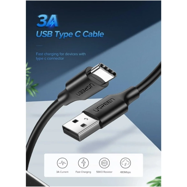 Купить Кабель UGREEN US287 USB - USB-C 2m Black (60118) - фото 2