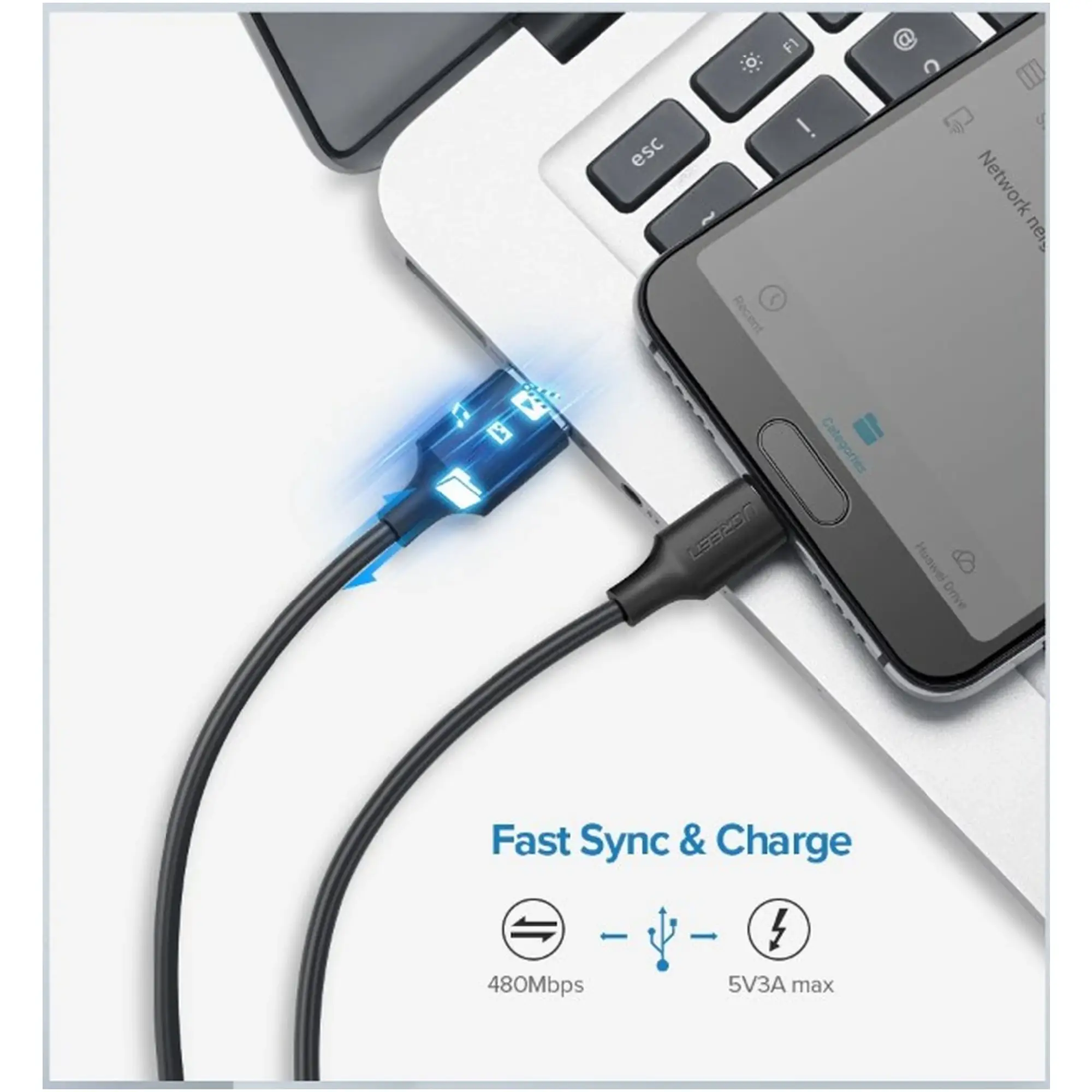 Купить Кабель UGREEN US287 USB - USB-C 2m Black (60118) - фото 6