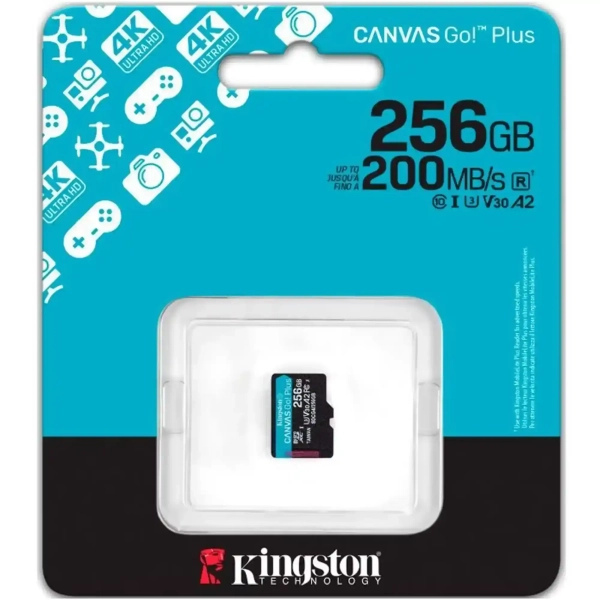 Купити Карта пам'яті Kingston 256GB microSDXC сlass 10 UHS-I U3 V30 A2 Canvas Go Plus G4 (SDCG4/256GBSP) - фото 3