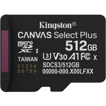Купити Карта пам'яті Kingston 512GB microSDXC class 10 UHS-I U3 V30 A1 Canvas Select Plus (SDCS3/512GBSP) - фото 1