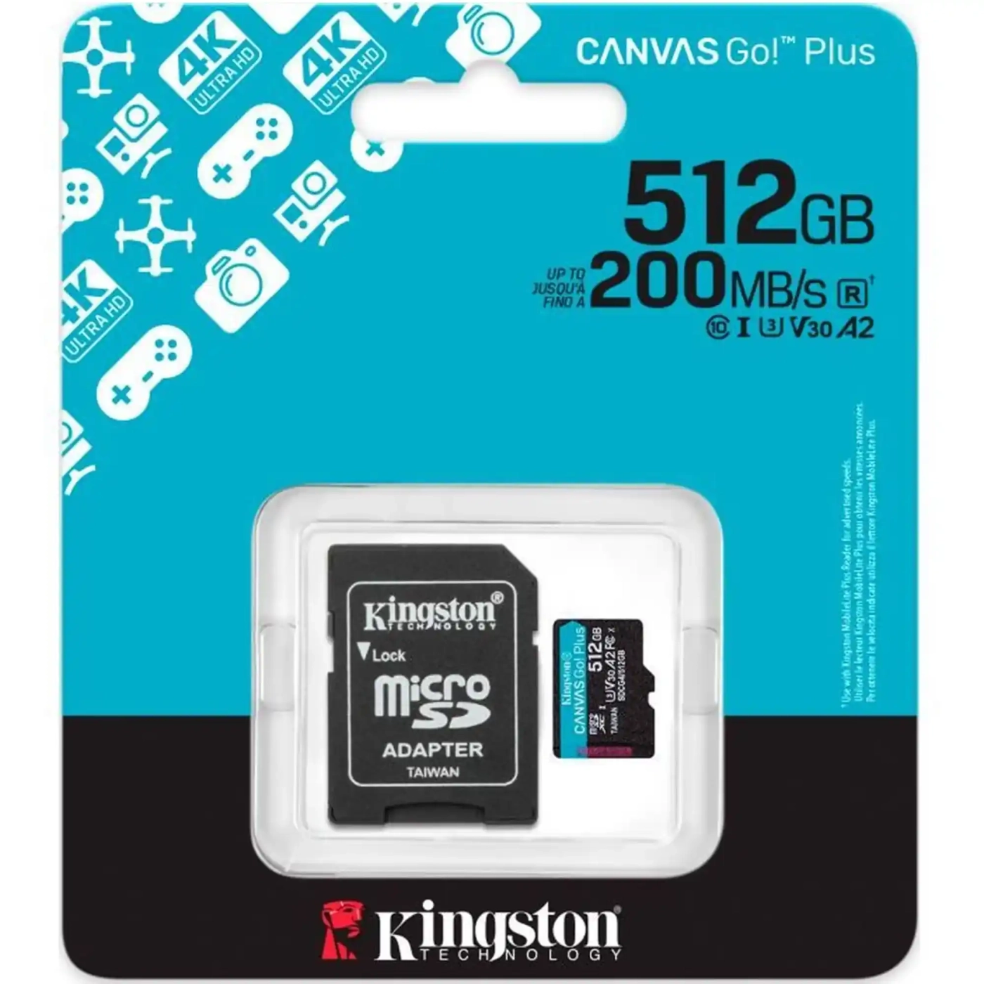 Купити Карта пам'яті Kingston 512GB microSDXC сlass 10 UHS-I U3 V30 A2 Canvas Go Plus G4 (SDCG4/512GB) - фото 3
