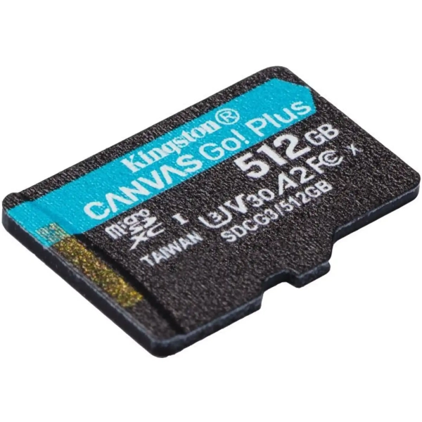 Купити Карта пам'яті Kingston 512GB microSDXC сlass 10 UHS-I U3 V30 A2 Canvas Go Plus G4 (SDCG4/512GBSP) - фото 2