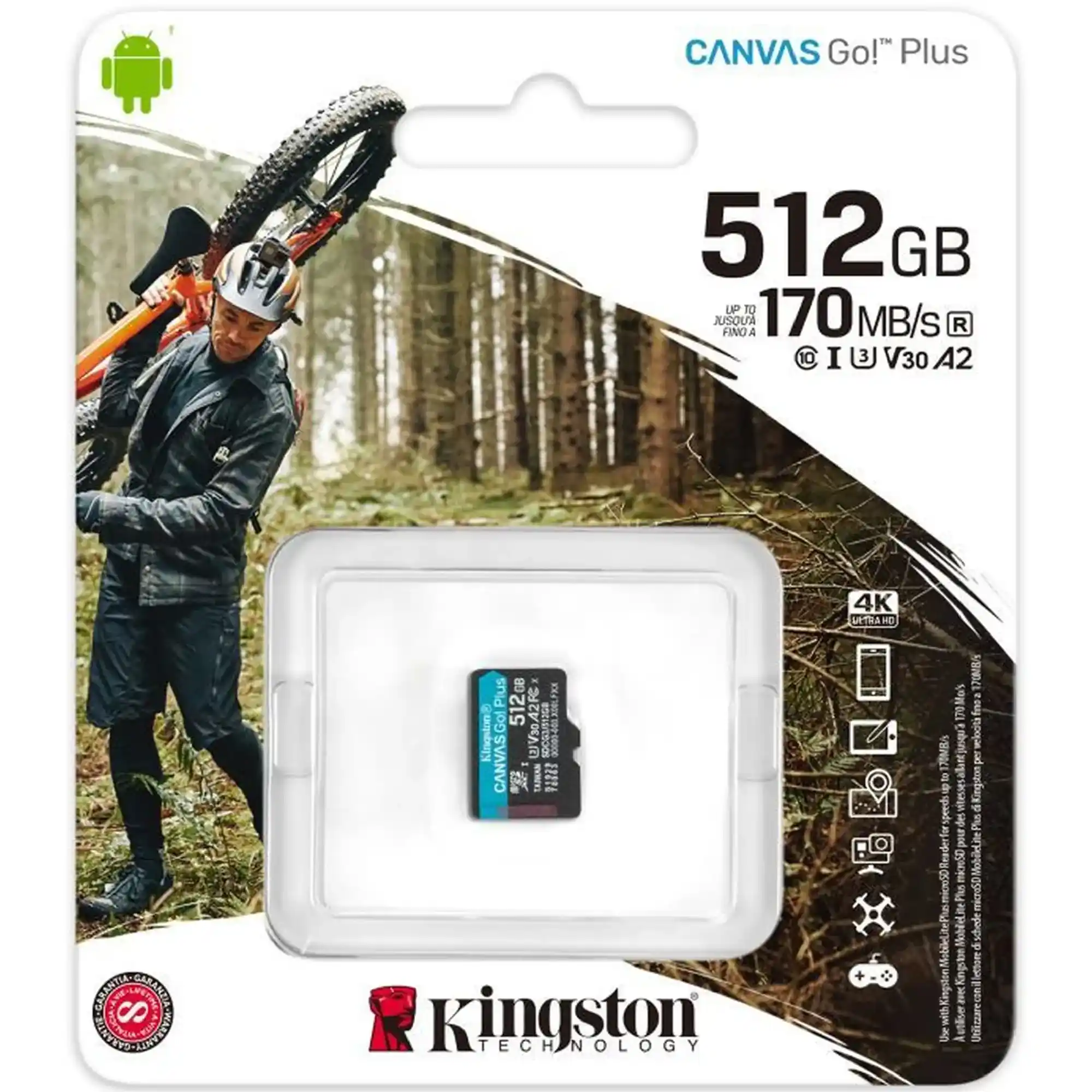 Купити Карта пам'яті Kingston 512GB microSDXC сlass 10 UHS-I U3 V30 A2 Canvas Go Plus G4 (SDCG4/512GBSP) - фото 3