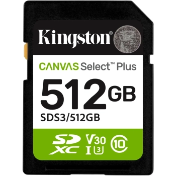 Купити Карта пам'яті Kingston 512GB SDXC Canvas Select Plus Gen3 1 50MB/s C10 UHS-I U3 V30 SDS3/512GB - фото 1
