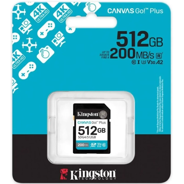 Купити Карта пам'яті Kingston SDXC 512GB Canvas Go! Plus Class 10 UHS-I U3 V30 (SDG3/512GB) - фото 3