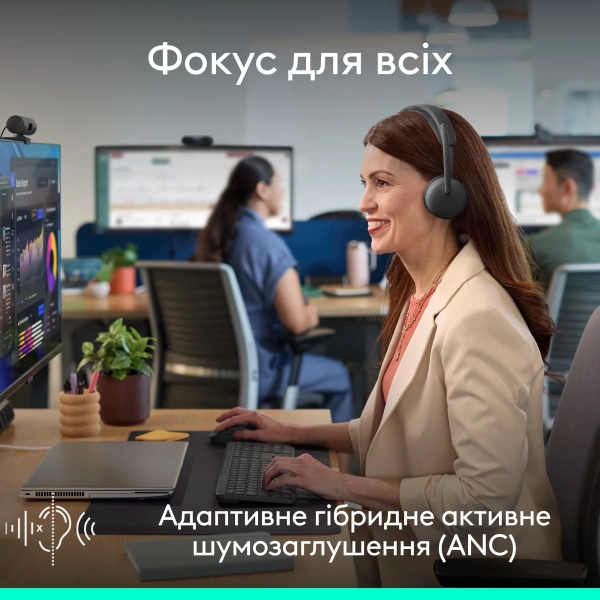 Купити Навушники Logitech Zone Wireless 2 ES for Business Graphite TEAMS version with receiver (981-001493) - фото 7