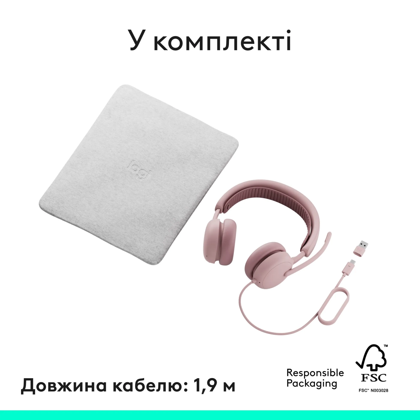 Купить Наушники Logitech Zone Wired 2 for Business USB Rose TEAMS version (981-001616) - фото 15