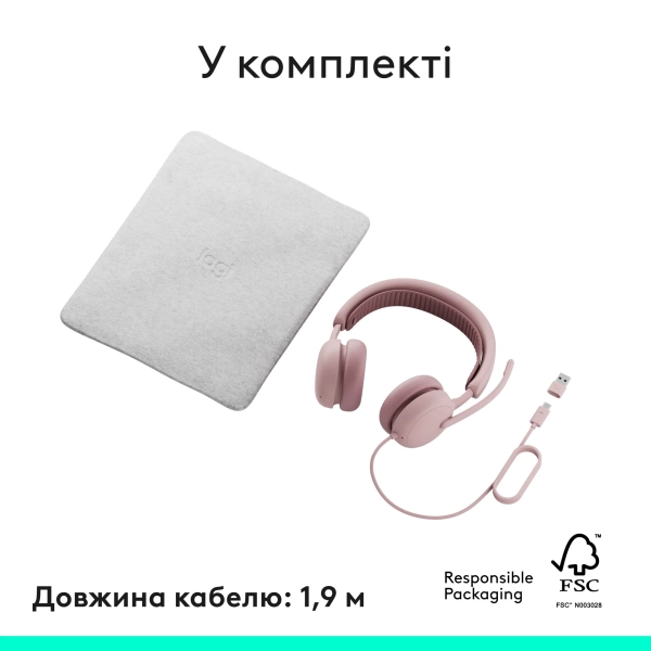 Купить Наушники Logitech Zone Wired 2 for Business USB Rose TEAMS version (981-001616) - фото 15