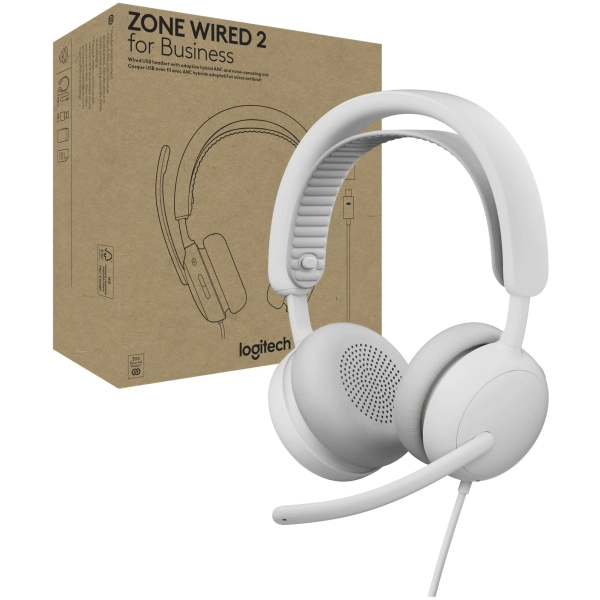Купить Наушники Logitech Zone Wired 2 for Business USB Off-White TEAMS version (981-001617) - фото 5