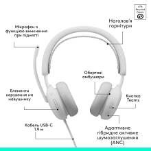 Купить Наушники Logitech Zone Wired 2 for Business USB Off-White TEAMS version (981-001617) - фото 10