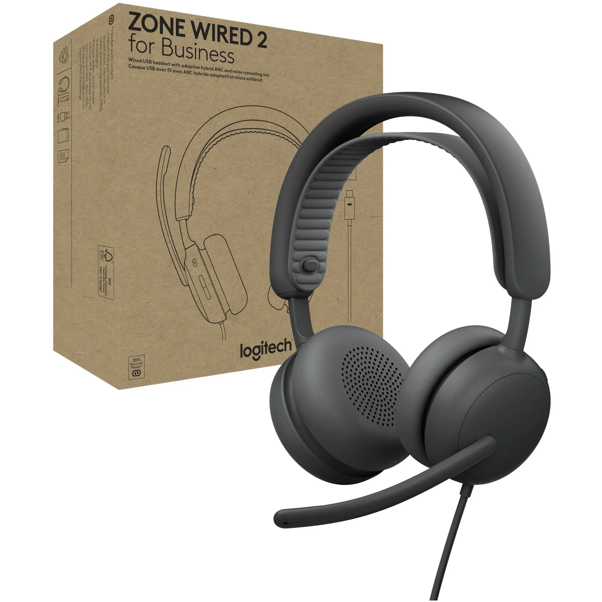 Купить Наушники Logitech Zone Wired 2 for Business USB Graphite UC version (981-001618) - фото 5