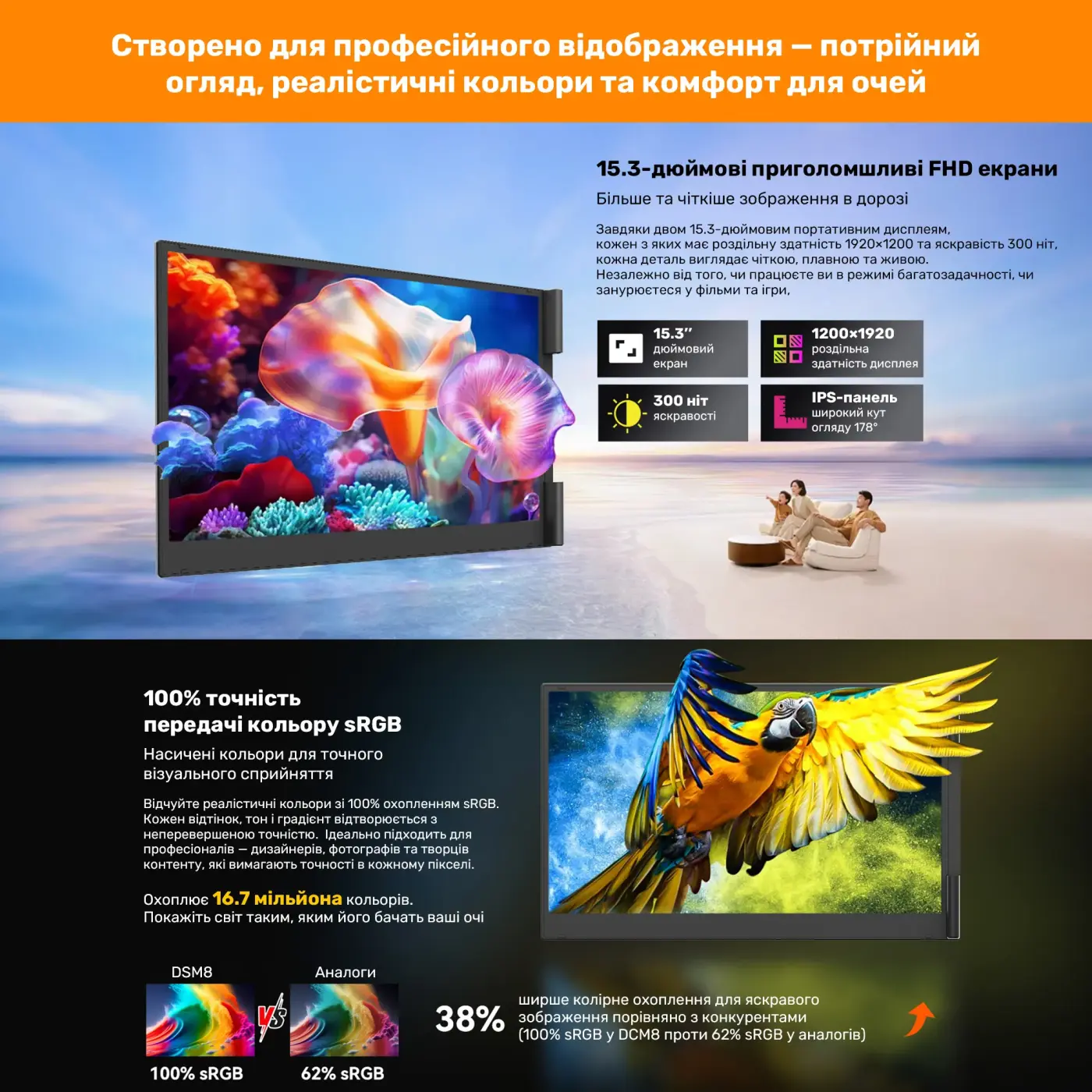 Купить Монитор портативный 15.3" Blackview DCM8 Dual Grey (BVDCM8) - фото 10