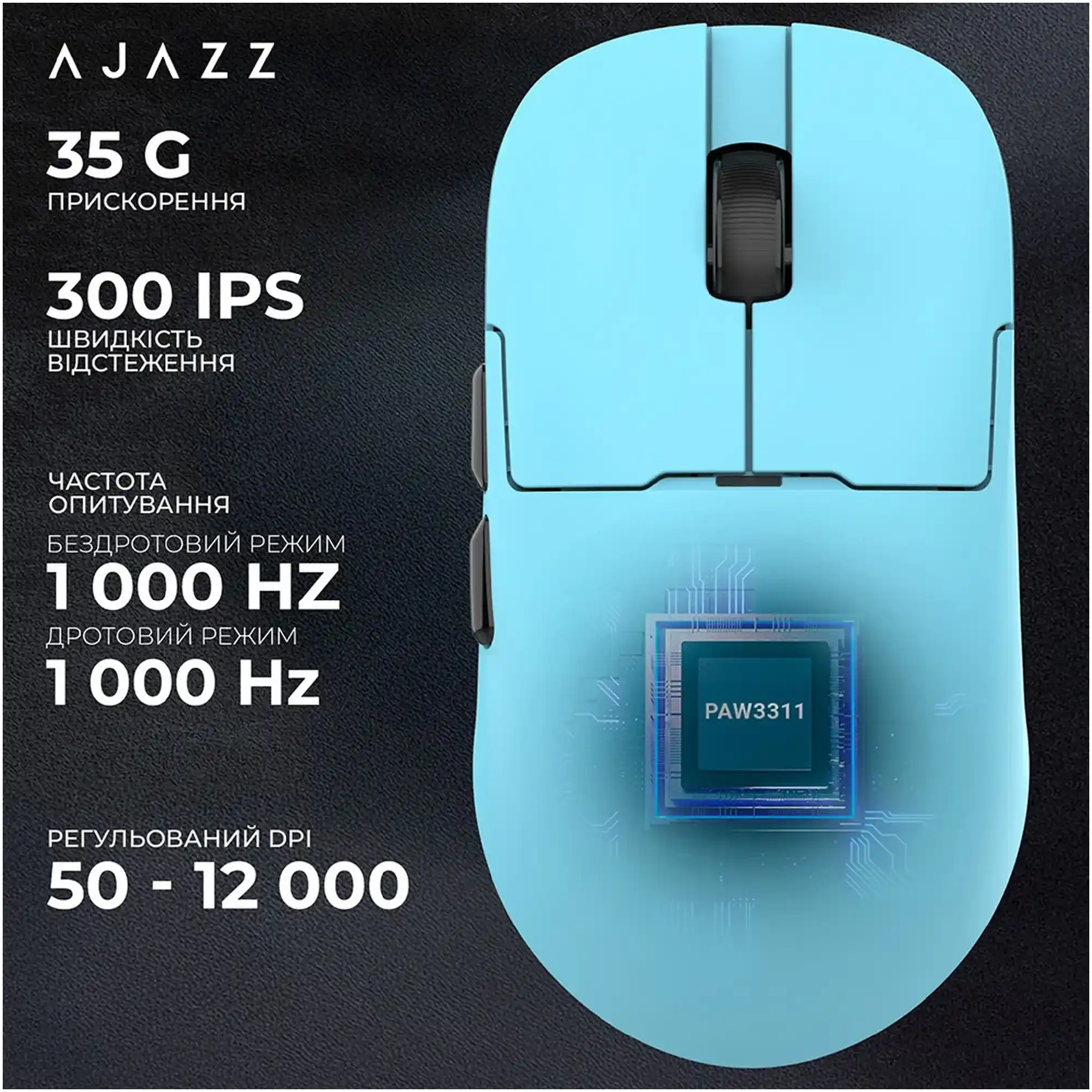 Купити Мишка Ajazz AJ159P MC Wireless 3 Mod Charging Dock (AJ159P-MC-Blue) - фото 13