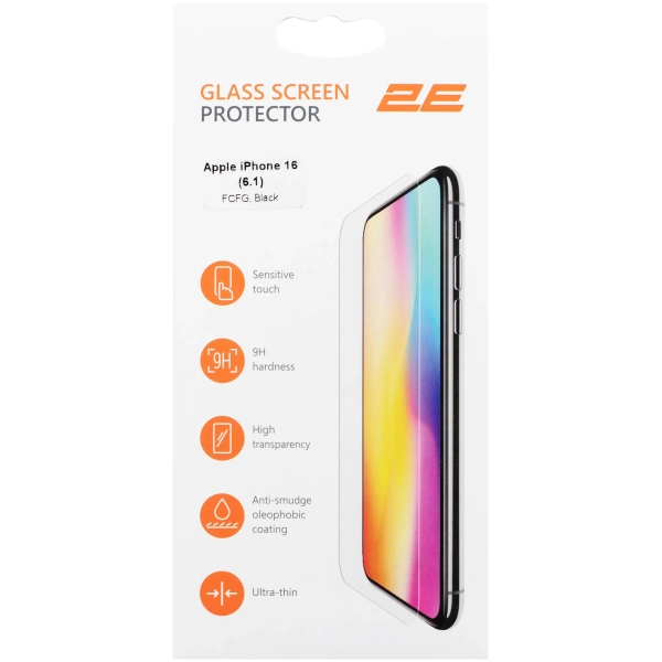 Купить Защитное стекло 2E для Apple iPhone 16 (6.1) 2.5D FCFG (1 Pack) Black  (2E-IP-16.-6.1-SMFCFG-BB) - фото 2