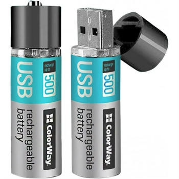Купити Акумулятор ColorWay AA USB 1200 mAh 1.5V (2pcs.) (CW-UBAA-02) - фото 1