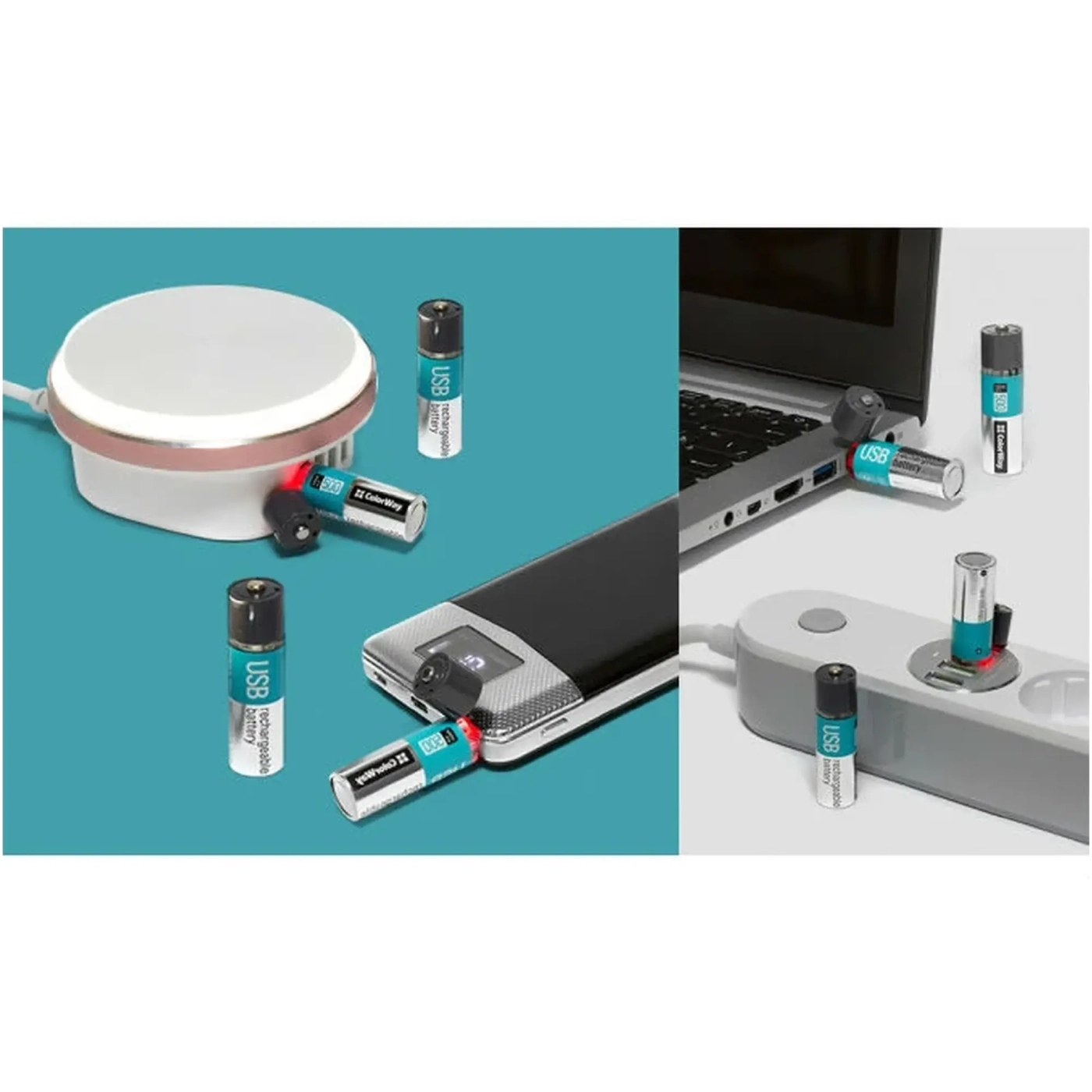 Купити Акумулятор ColorWay AA USB 1200 mAh 1.5V (2pcs.) (CW-UBAA-02) - фото 2