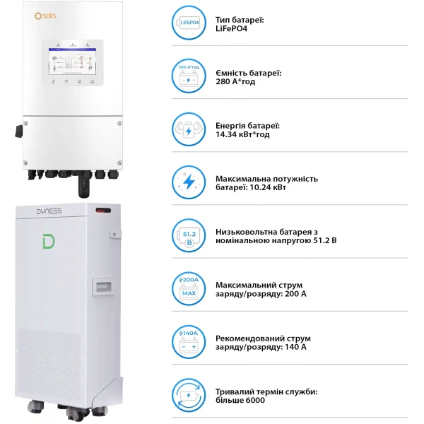 Купити Система зберігання енергії Solis SV-1SL8K1-SV14.3K1-1 8kW 14.3kWh 1BAT LiFePO4 ≥6000 циклів (SV-1SL8K1-SV14.3K1-1) - фото 5