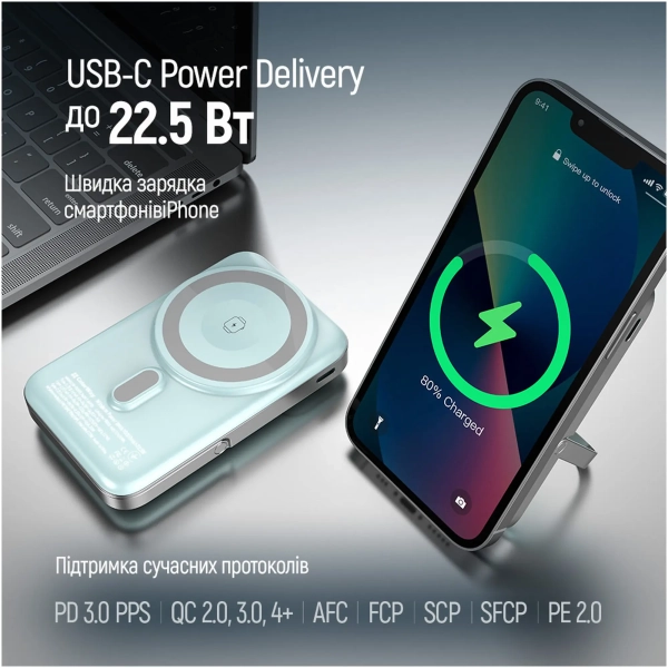 Купити Павербанк УМБ ColorWay 10000mAh 22.5W Aquamarine (CW-PB100LPA2MT-WPDD) - фото 11