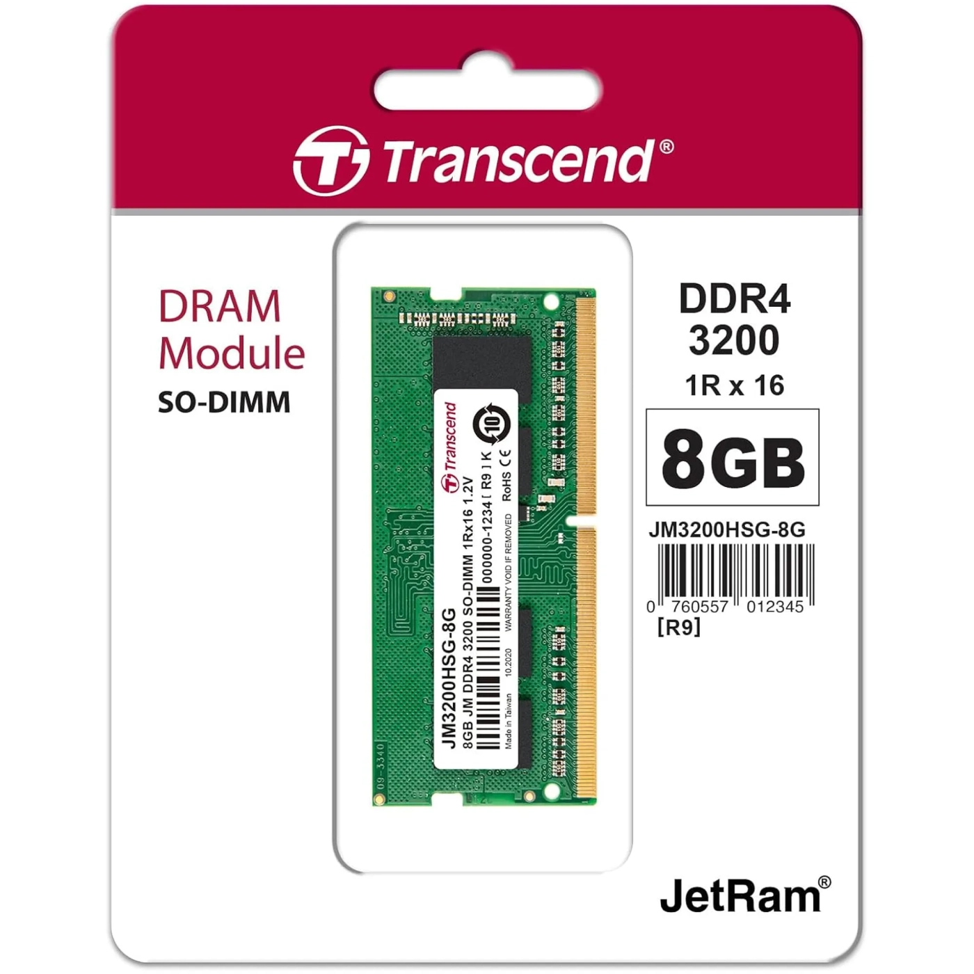 Купить Модуль памяти Transcend JetRam DDR4-3200 SODIMM 8GB (JM3200HSB-8G) - фото 2