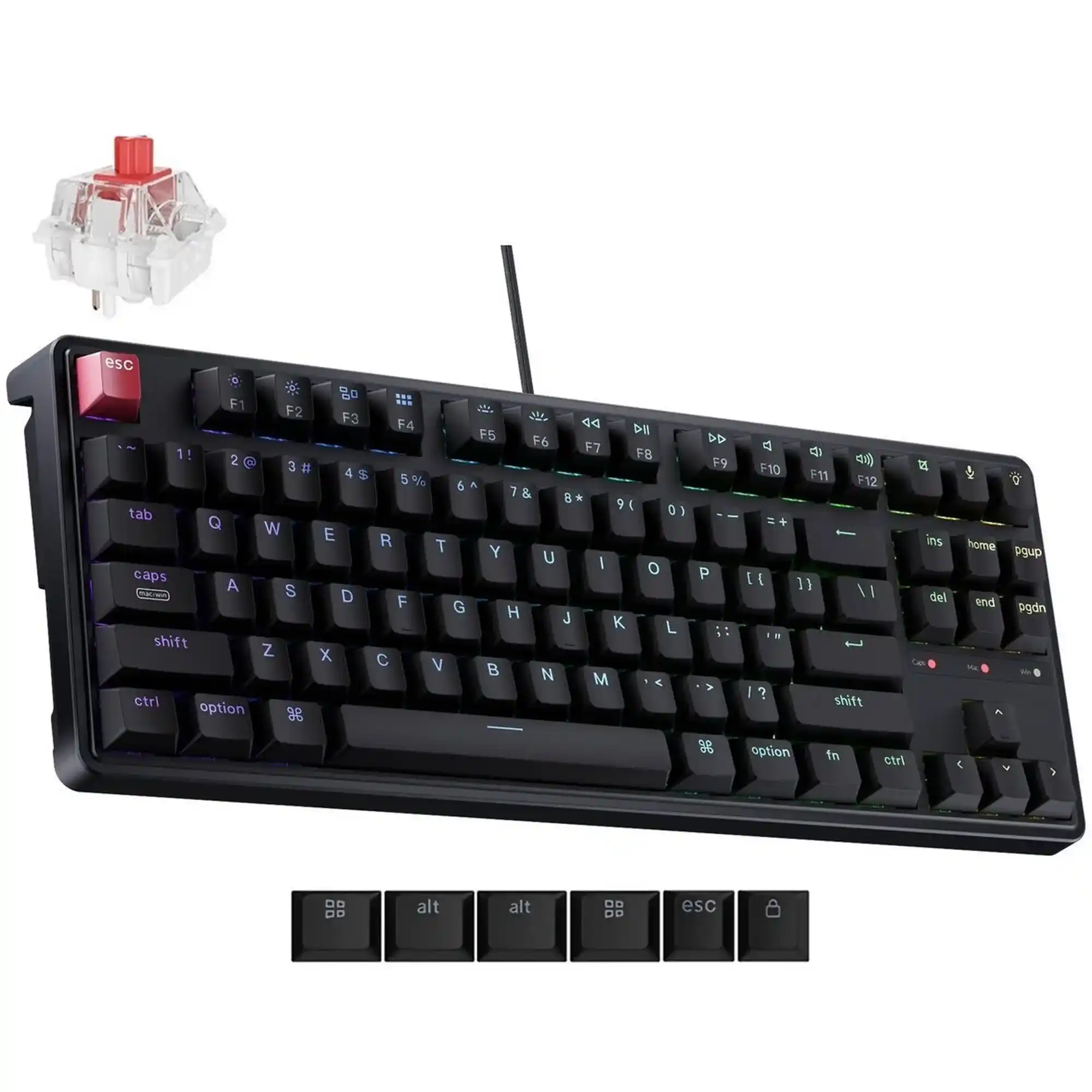 Купити Клавіатура Keychron C3 Pro V2 87Key RGB Hot-Swap K pro Red EN/UKR Black (C3PX-H1-UA) - фото 2