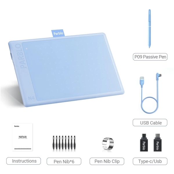 Купити Графічний планшет Parblo Ninos N4 Blue (NINOSN4B) - фото 3