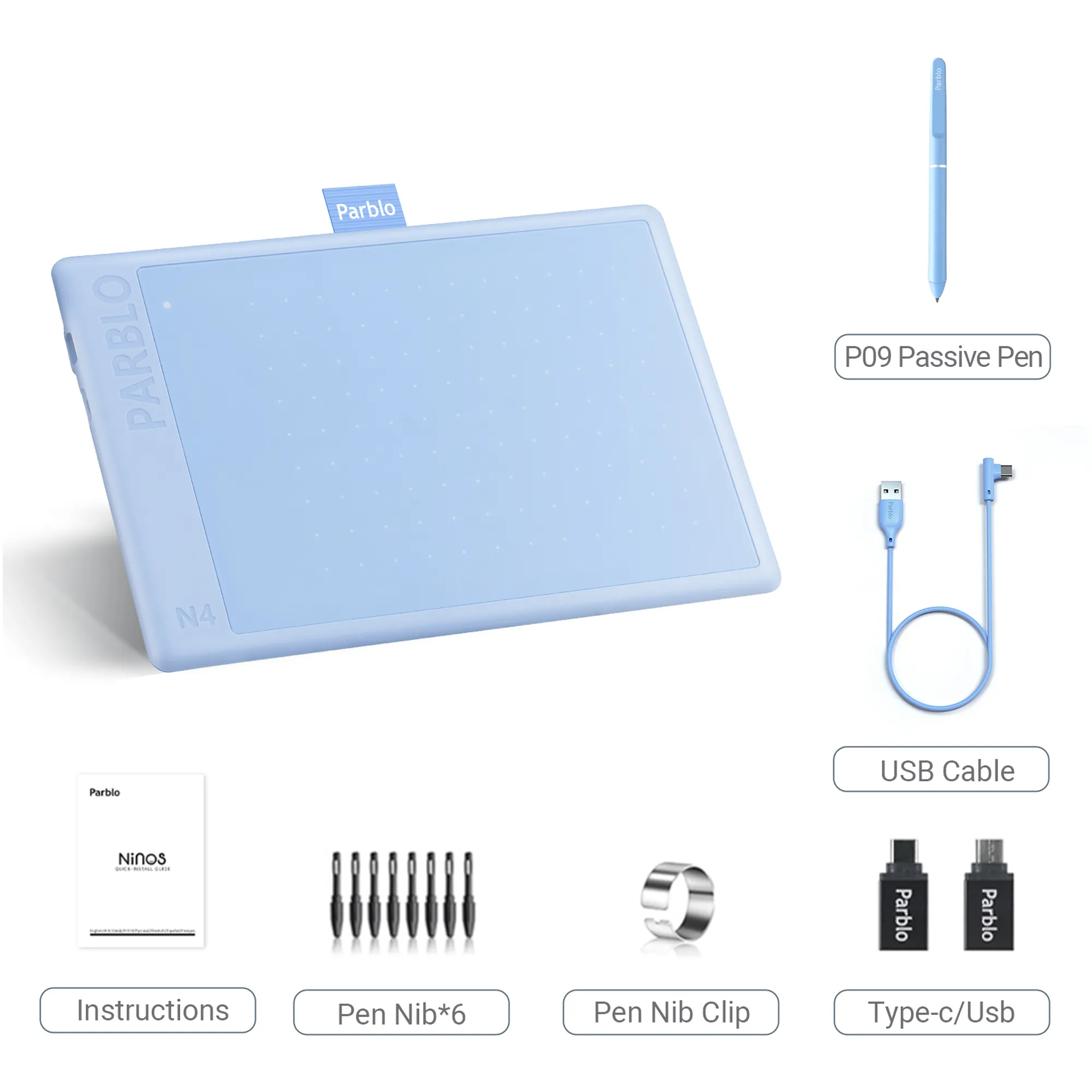 Купити Графічний планшет Parblo Ninos N4 Blue (NINOSN4B) - фото 3