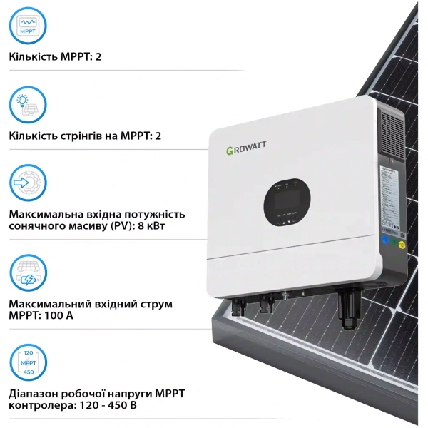 Купити Система зберігання енергії Growatt SV-1GR6K1-LGR10K1-1 6kW 10.2kWh 2BAT LiFePO4 6000 циклів (SV-1GR6K1-LGR10K1-1) - фото 4
