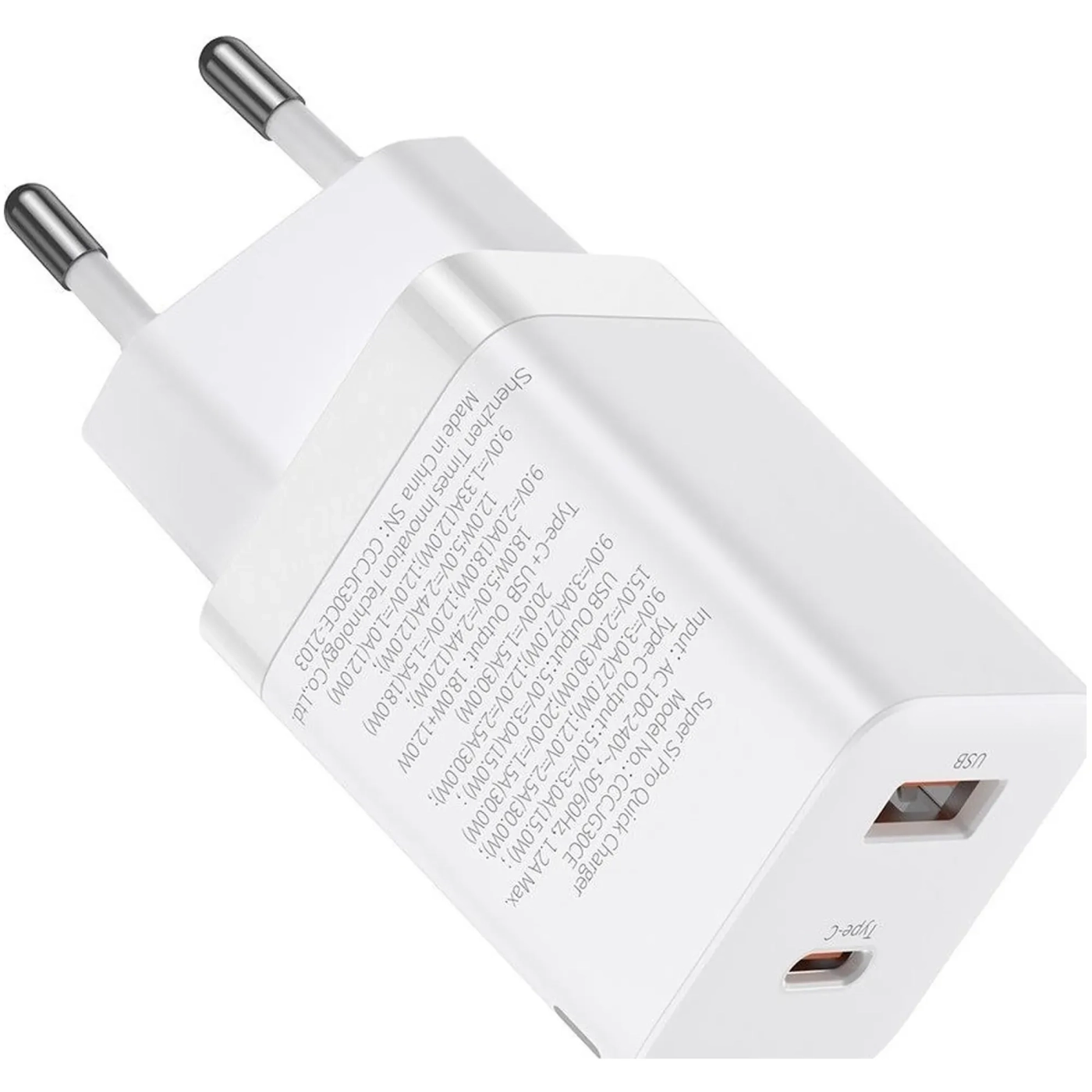 Купить Зарядное устройство Baseus Super Si Pro C+U 30W White (CCSUPP-E02) - фото 4
