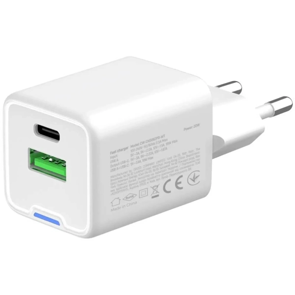 Купити Мережевий зарядний пристрій ColorWay GaN Mini 20W PD Port PPS USB White (CW-CHS062PD-WT) - фото 4