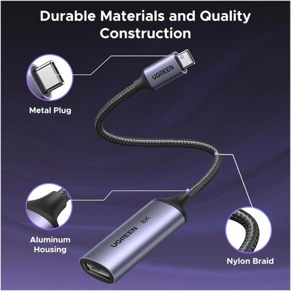 Купити Перехідник UGREEN CM654 USB-C to DisplayPort Thunderbolt 4 Grey (15575) - фото 3