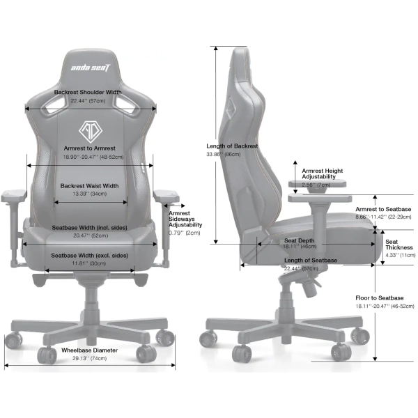 Купити Крісло для геймерів Anda Seat Kaiser 3E XL Bright Yellow Fabric (AD23YC-XL-09-Y-CF-Y01) - фото 10