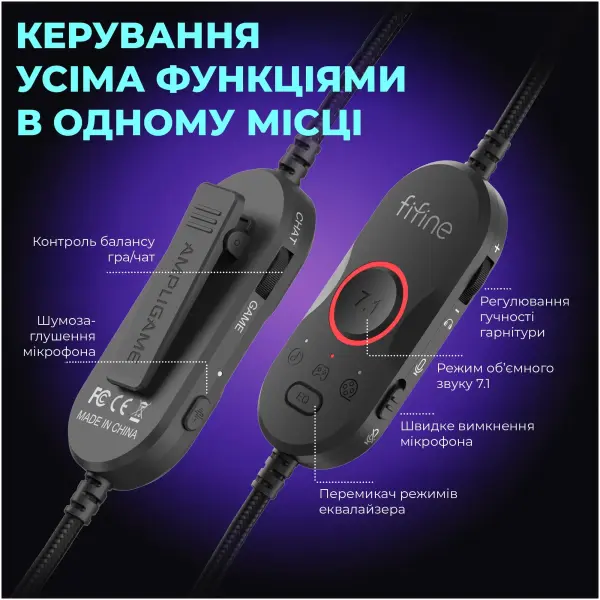 Купити Навушники Fifine H16 RGB Black - фото 7