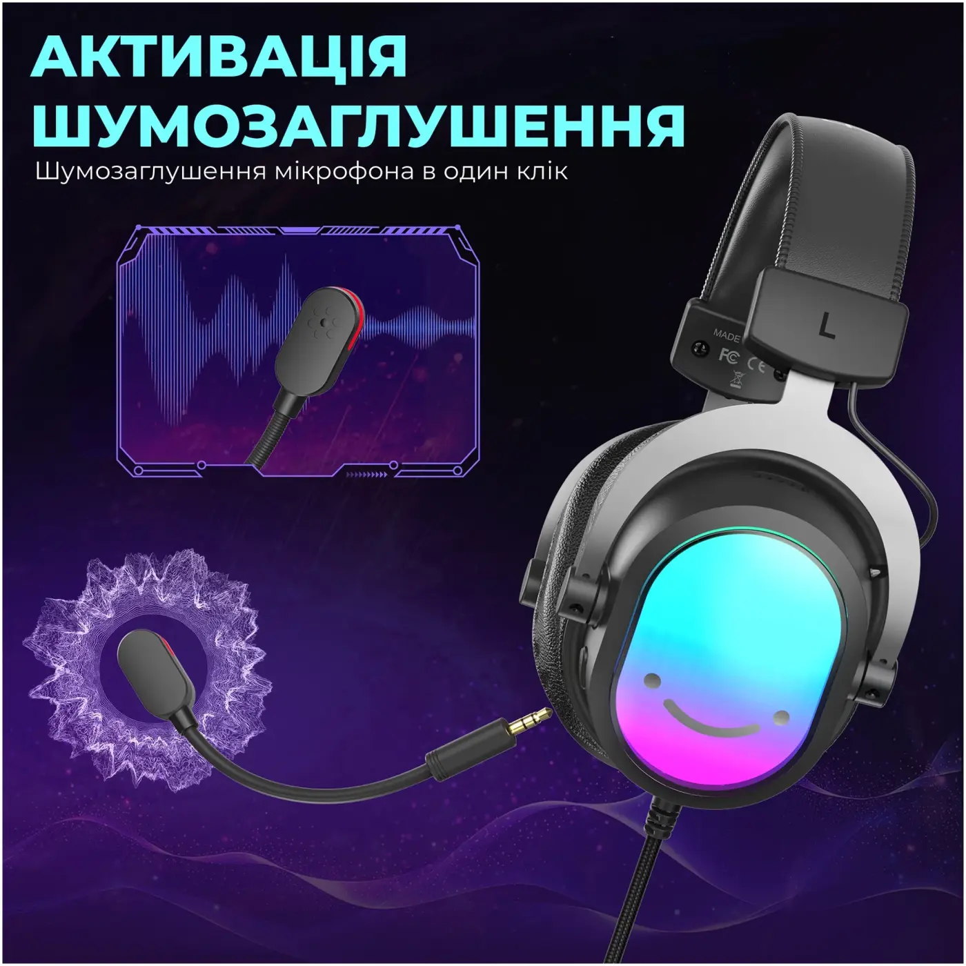 Купити Навушники Fifine H16 RGB Black - фото 9
