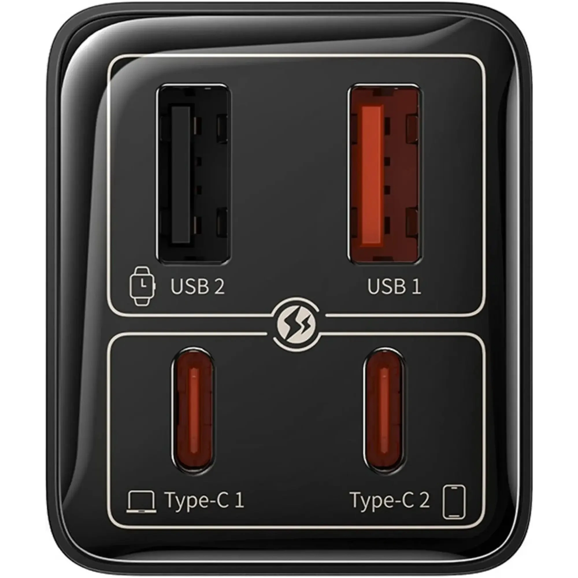 Купить Зарядное устройство Baseus GaN6 Pro Fast Charger 2USB-C+2USB 65W EU ClusterBlack + кабель USB-C 100W 20V/5A 1m Black (P10162701113-00) - фото 4