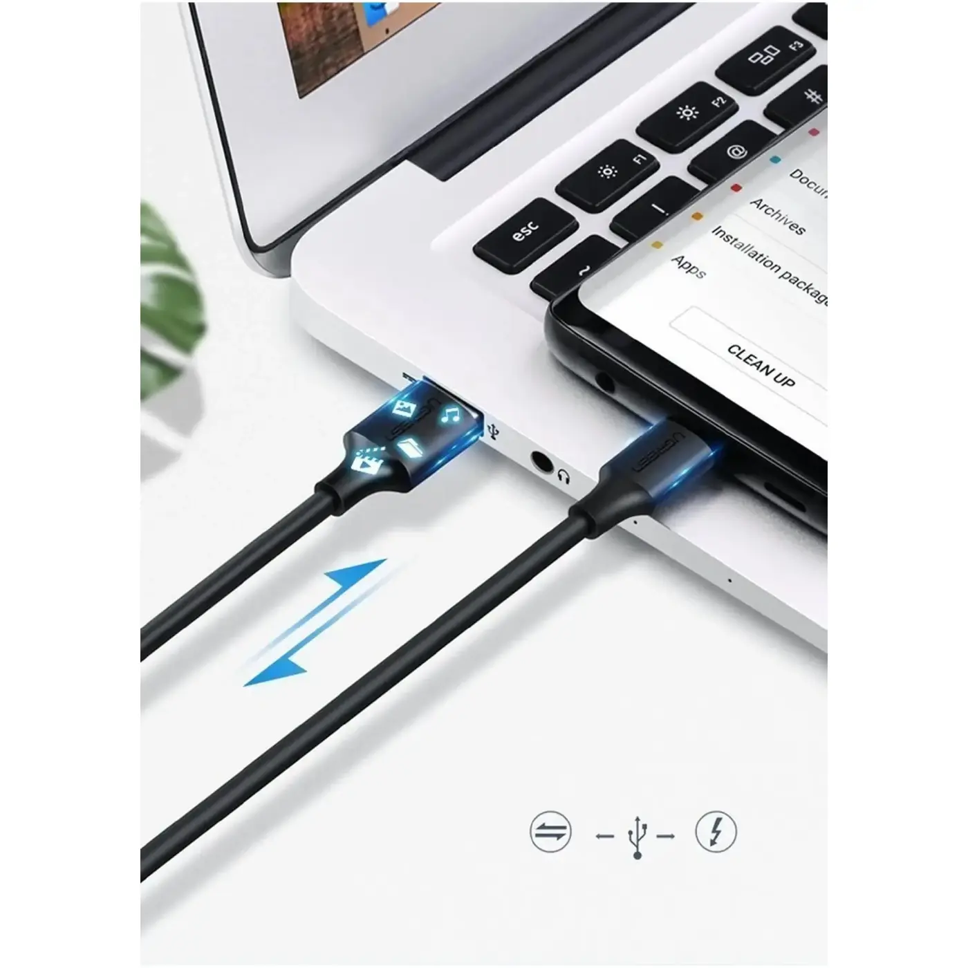 Купити Кабель UGREEN US287 USB2.0 - USB-C 3A 3m Black (60826) - фото 6