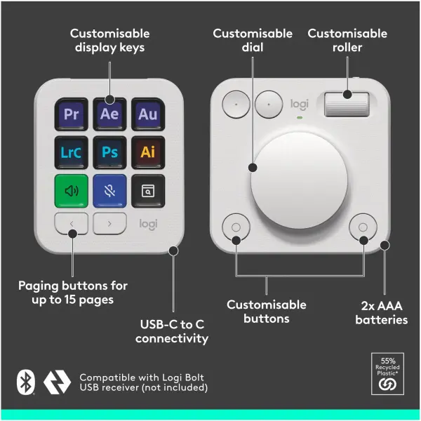 Купить Клавиатура Logitech MX Creative Console Pale Gray (920-012932) - фото 10