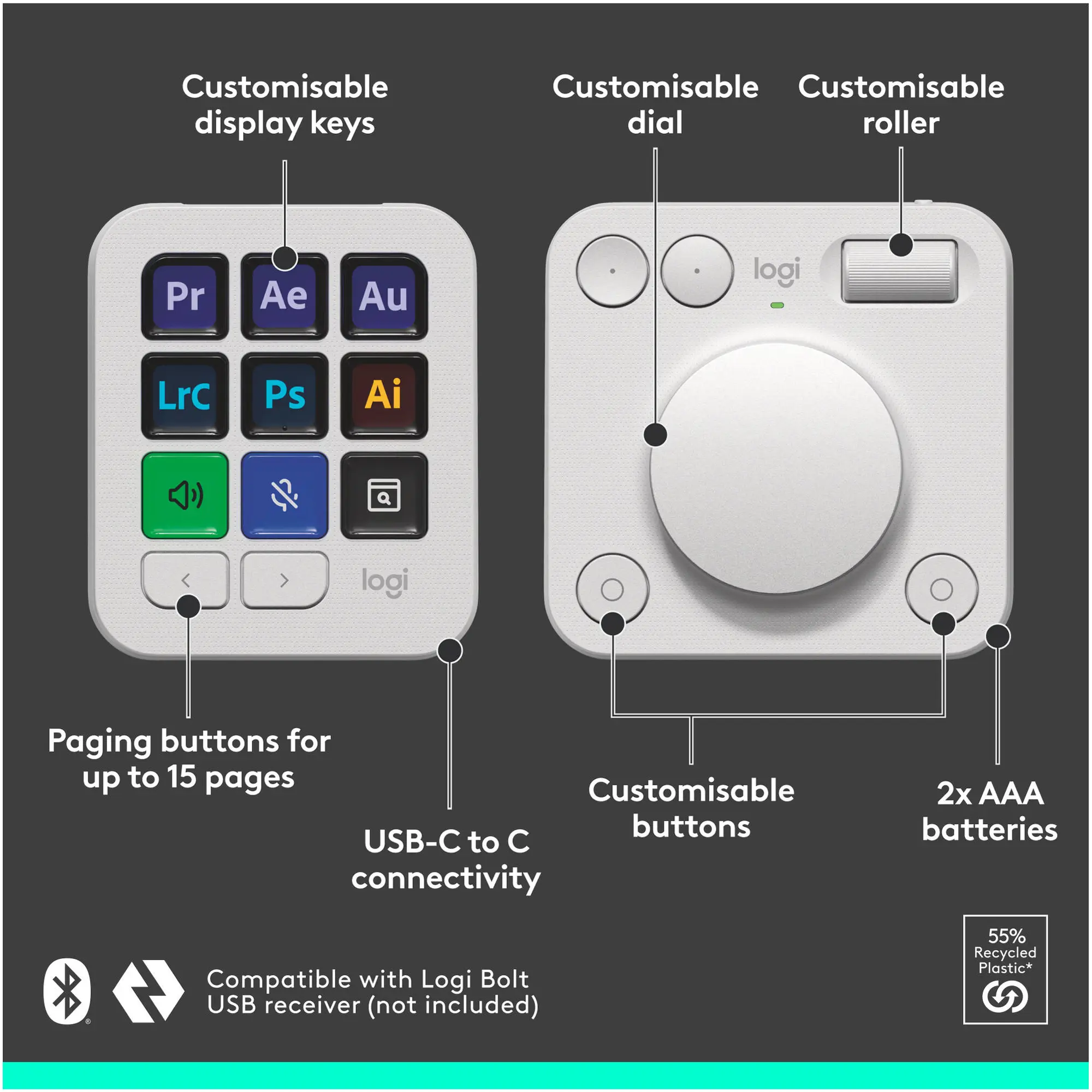 Купить Клавиатура Logitech MX Creative Console Pale Gray (920-012932) - фото 10
