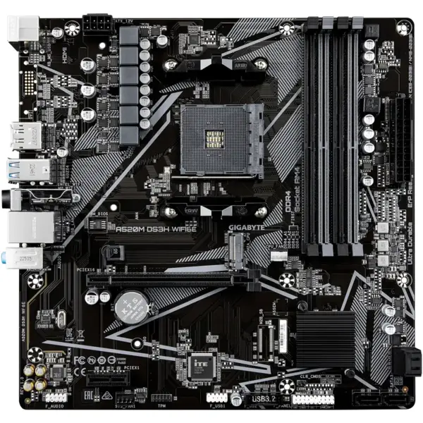 Купить Материнская плата GIGABYTE A520M DS3H WIFI6E (sAM4, AMD A520, DDR4, mATX) - фото 2