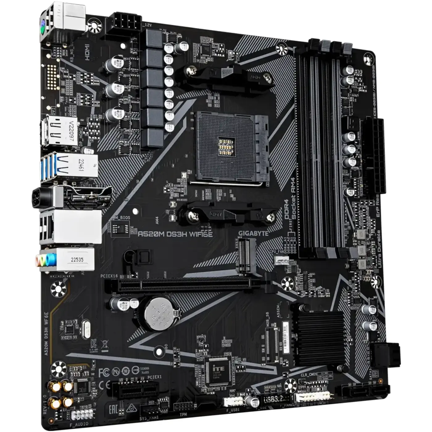 Купить Материнская плата GIGABYTE A520M DS3H WIFI6E (sAM4, AMD A520, DDR4, mATX) - фото 3