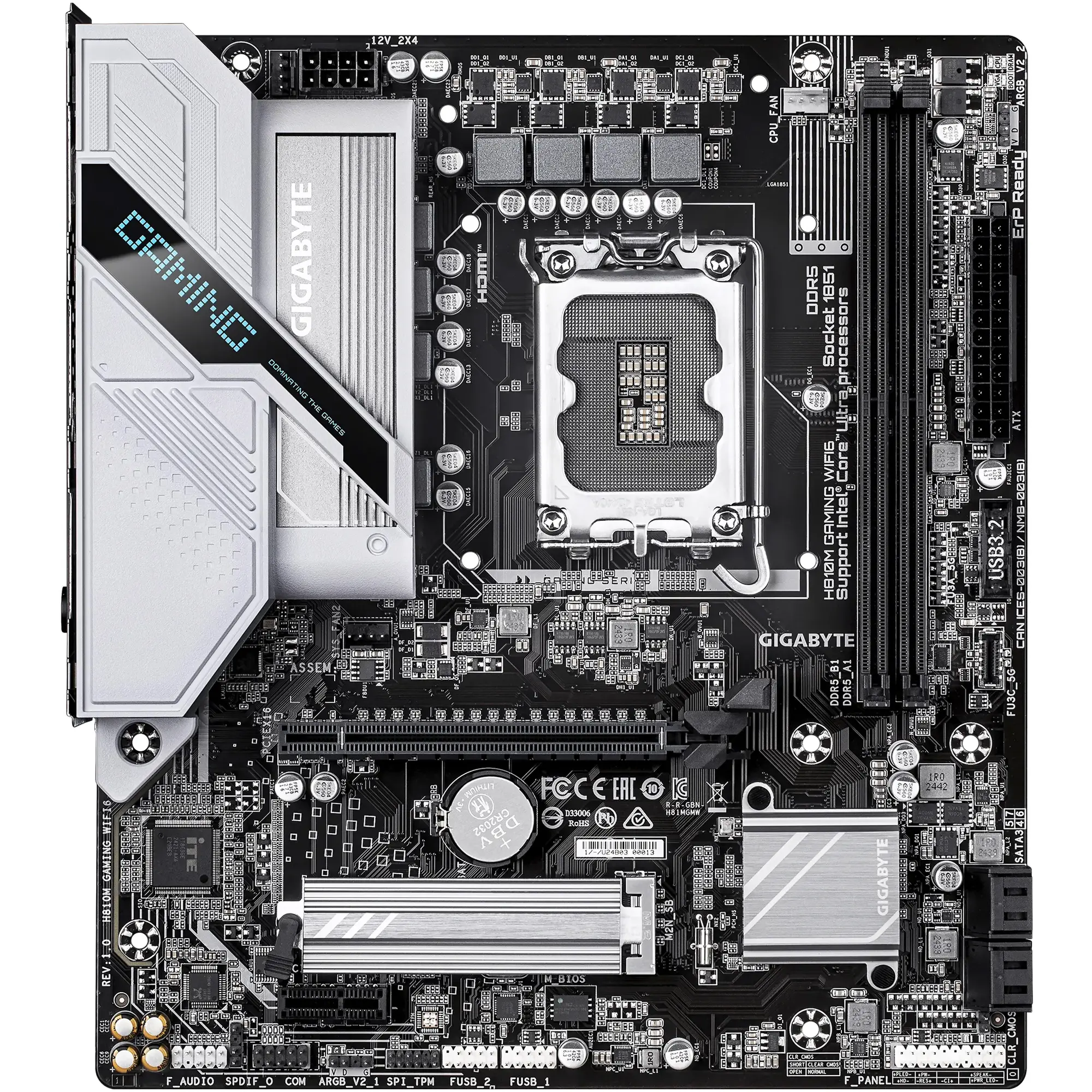 Купити Материнська плата GIGABYTE H810M GAMING WIFI6 (s1851, Intel H810, DDR5, mATX) - фото 2