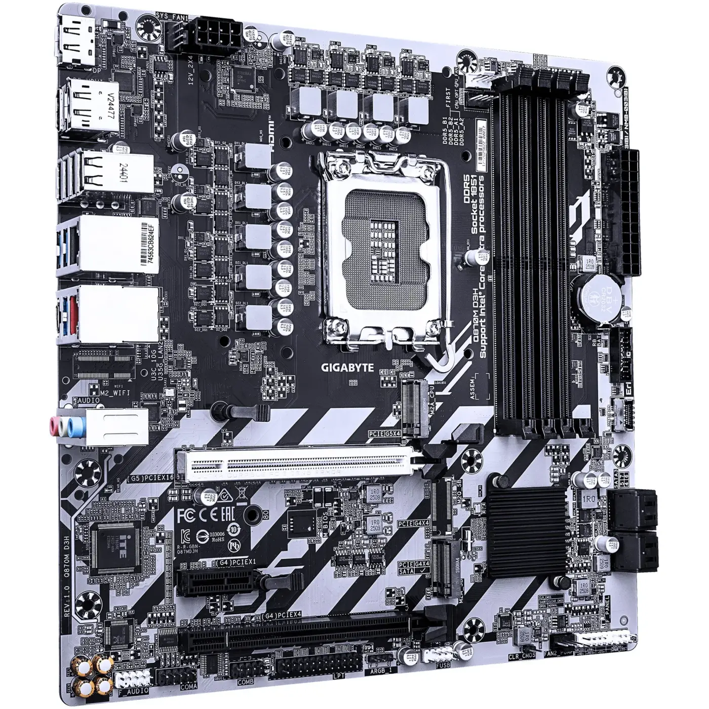 Купити Материнська плата GIGABYTE Q870M D3H (s1851, Intel Q870, DDR5, mATX) - фото 3