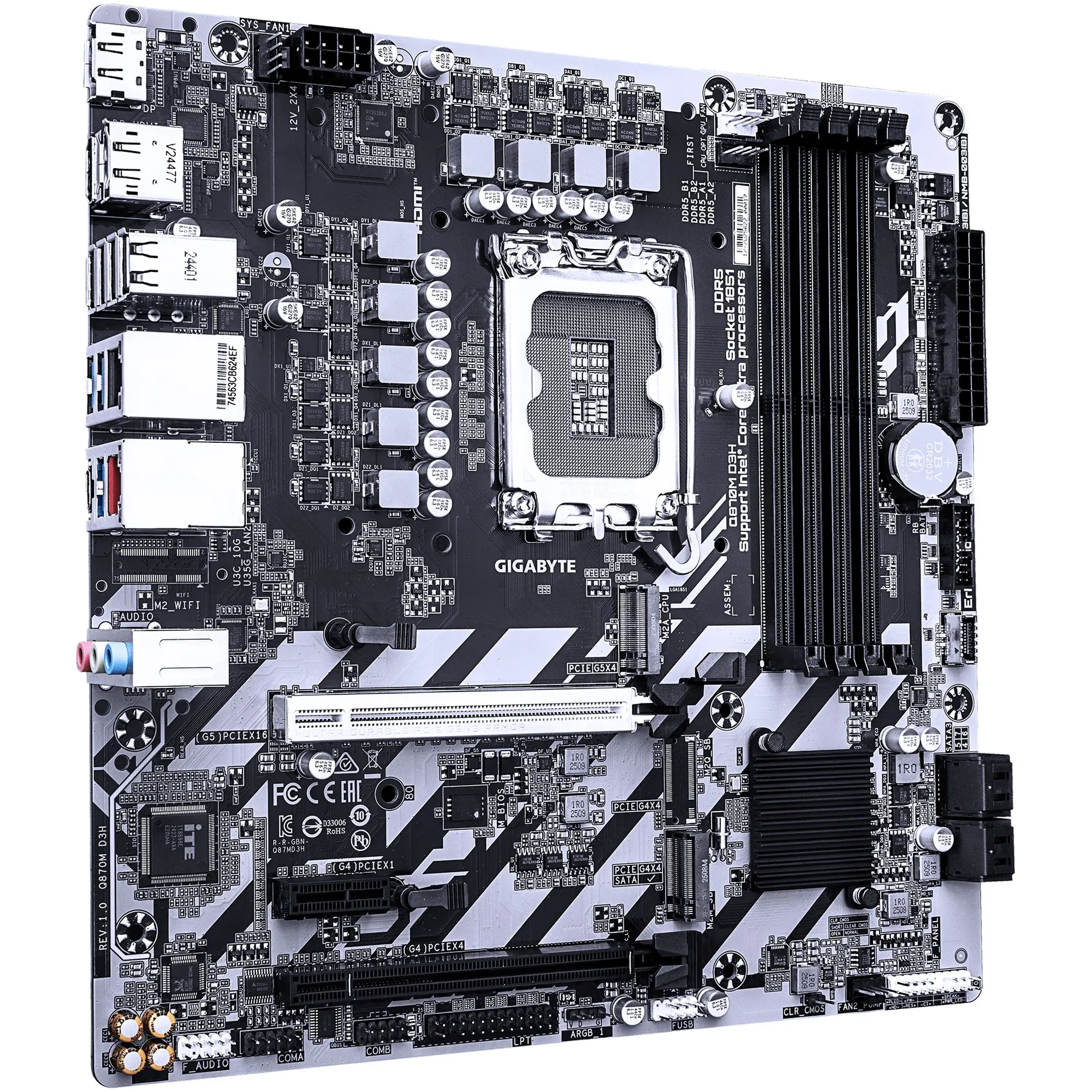 Купити Материнська плата GIGABYTE Q870M D3H (s1851, Intel Q870, DDR5, mATX) - фото 3