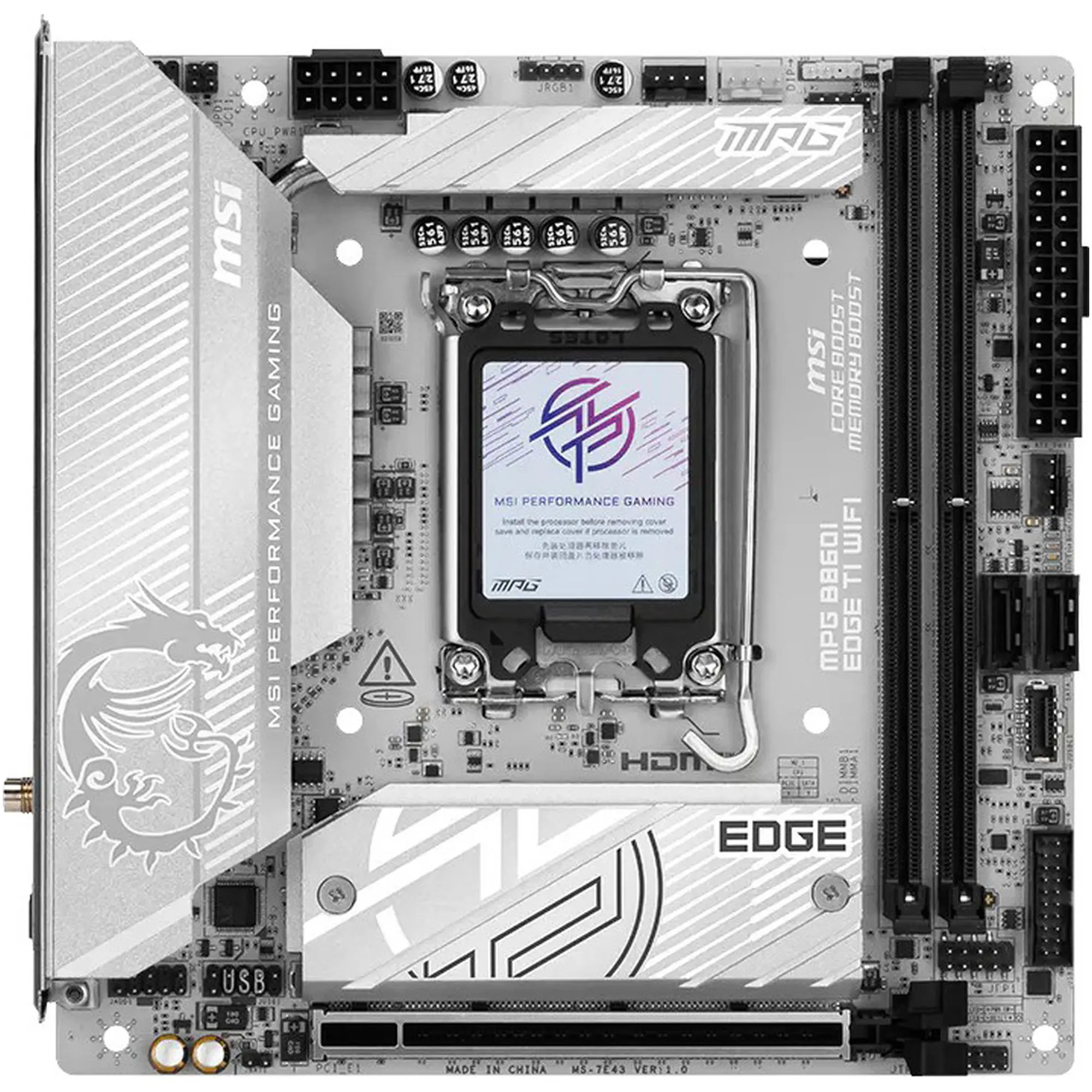 Купити Материнская плата MSI  MPG B860I EDGE TI WIFI (s1851, Intel B860, DDR5, Mini-ITX) - фото 2